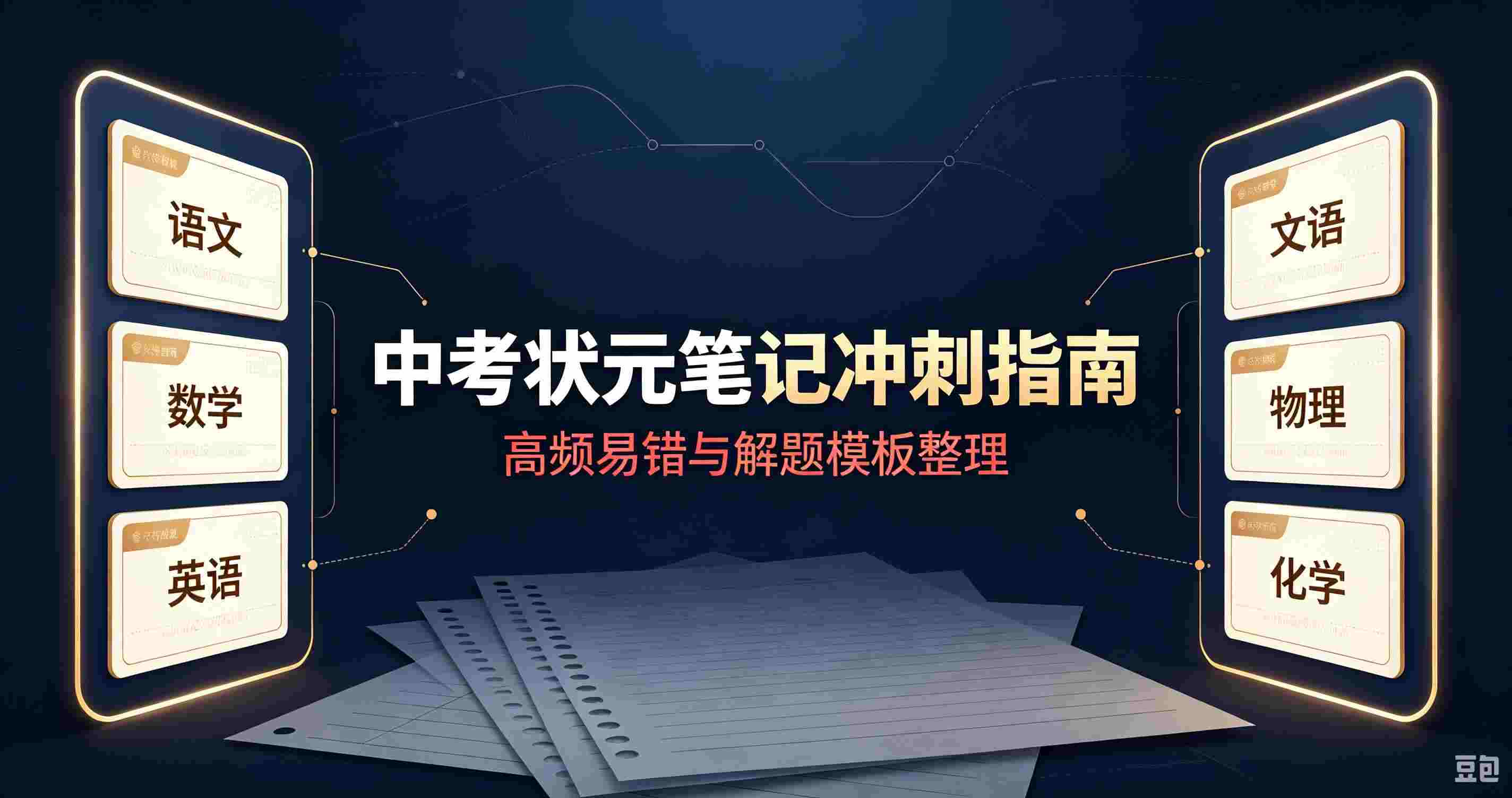 中考状元笔记,学霸笔记,各科解题技巧、易错点、答题模板全覆盖,配初一预习、初二巩固、初三冲刺